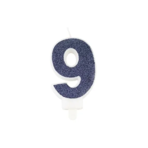 Online Bougie Chiffre 9 Paillet E Bleu Marine Theme Joyeux Anniversaire