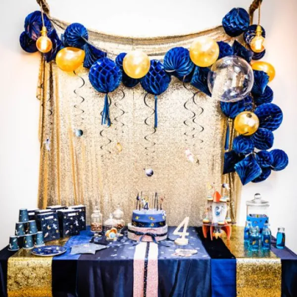 Online Bougie Chiffre 9 Paillet E Bleu Marine Theme Joyeux Anniversaire