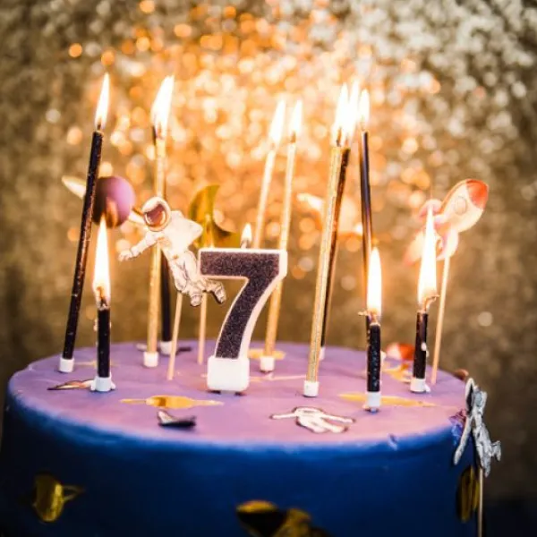 Best Bougie Chiffre 7 Paillet E Bleu Marine Theme Joyeux Anniversaire