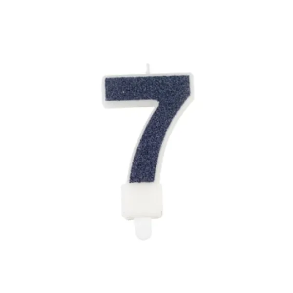 Best Bougie Chiffre 7 Paillet E Bleu Marine Theme Joyeux Anniversaire