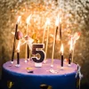 Bougie Chiffre 5 Paillet E Bleu Marine Theme Joyeux Anniversaire