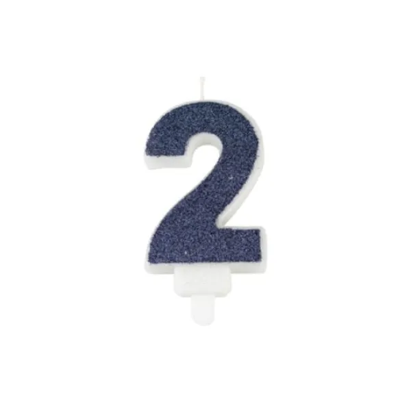 Online Bougie Chiffre 2 Paillet E Bleu Marine Theme Joyeux Anniversaire