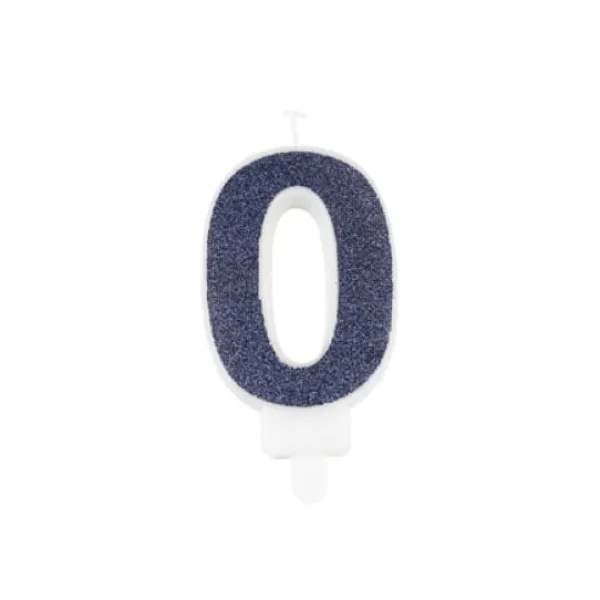 Discount Bougie Chiffre 0 Paillet E Bleu Marine Theme Joyeux Anniversaire