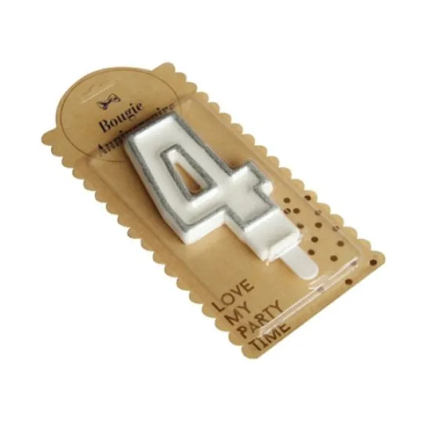 New Bougie Chiffre Anniversaire Paillet 4 Theme Joyeux Anniversaire