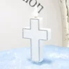 Hot Bougie Communion Croix Paillet Argent Theme Communion