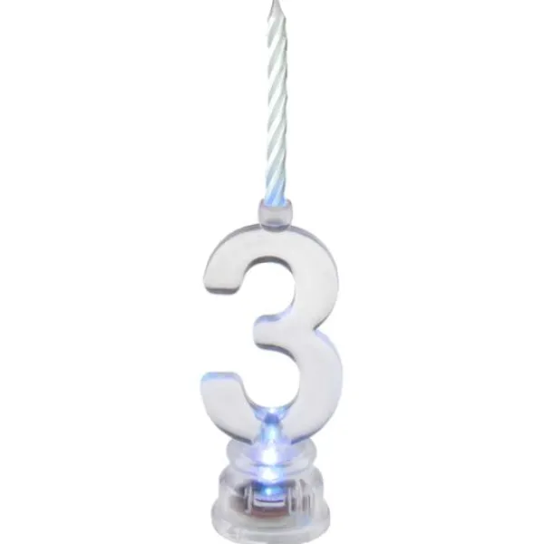 Hot Bougie Led Anniversaire Chiffre 3 Theme Joyeux Anniversaire