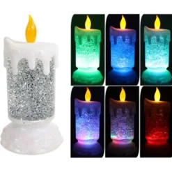 Badaboum Bougie Led Paillet Argent Avec Couleur Changeante Outlet