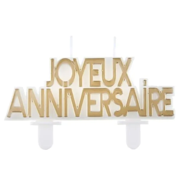 Sale Bougie Originale Joyeux Anniversaire Or 8X7 Cm Theme Joyeux Anniversaire