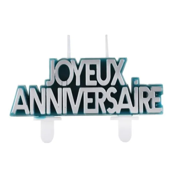 Sale Bougie Originale Joyeux Anniversaire Bleu Canard 8X7 Cm Theme Joyeux Anniversaire