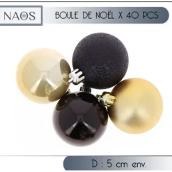 Badaboum Boule De Noel Assorties Noir Et Or X 40 Pi Ces Sale