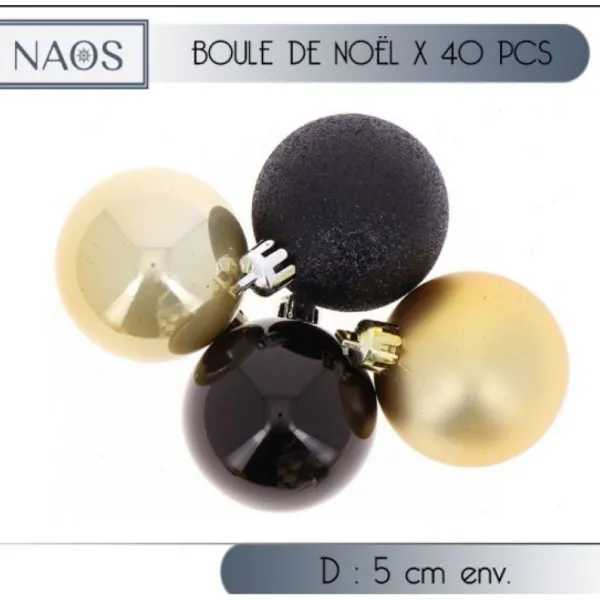 Badaboum Boule De Noel Assorties Noir Et Or X 40 Pi Ces Sale