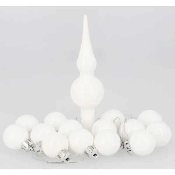 Badaboum Boule De Noel Avec Cimier Blanc X 14 Pi Ces Outlet