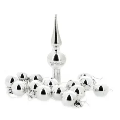 Badaboum Boule De Noel Avec Cimier Argent X 14 Pi Ces Discount