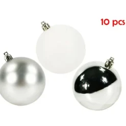 Badaboum Boule De Noel Blanc Et Argent 8Cm X 10 Pi Ces Discount