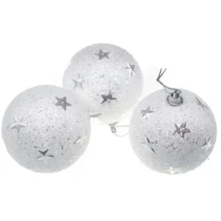 Badaboum Boule De Noel Blanche 8Cm Avec Etoile X 3 Pi Ces Best