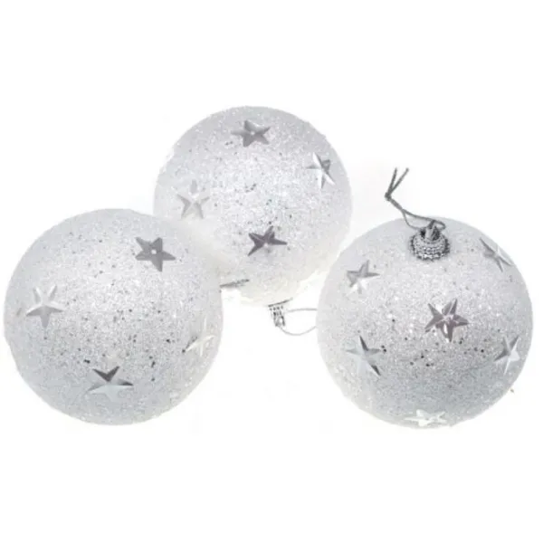 Badaboum Boule De Noel Blanche 8Cm Avec Etoile X 3 Pi Ces Best