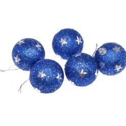 Badaboum Boule De Noel Bleu 5Cm Avec Etoile X 5 Pi Ces Sale
