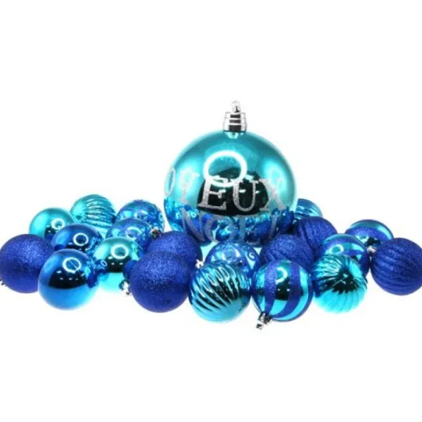 Badaboum Boule De Noel Bleu Joyeux Noel X 21 Pi Ces Best
