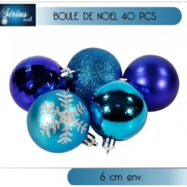Badaboum Boule De Noel Bleu X 40 Pi Ces Sale