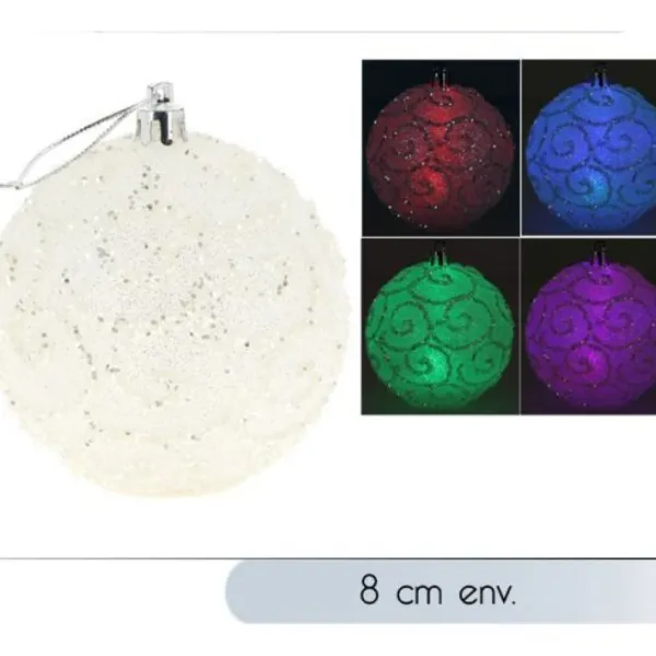 Badaboum Boule De Noel Lumineuse Givr E Et Paillet E New