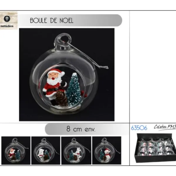 Badaboum Boule De Noel Transparente Ouverte En Verre 8Cm Best