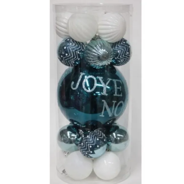 Badaboum Boule De Noel Turquoise Et Blanc Joyeux Noel X 21 Pi Ces New