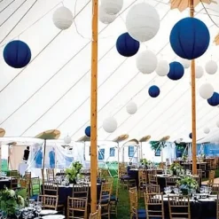 Badaboum Boule En Papier Lampion Bleu Marine 30 Cm X 2 Pi Ces New