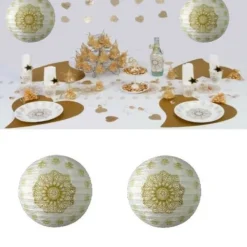 Clearance Boule Lanterne En Papier Oriental Or 30Cm X 2 Pi Ces Theme Eid Mubarak & Ramadan