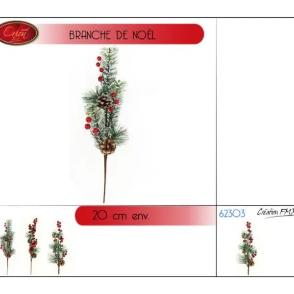 Badaboum Branche De Noel Cerisier Avec Pomme De Pin Discount