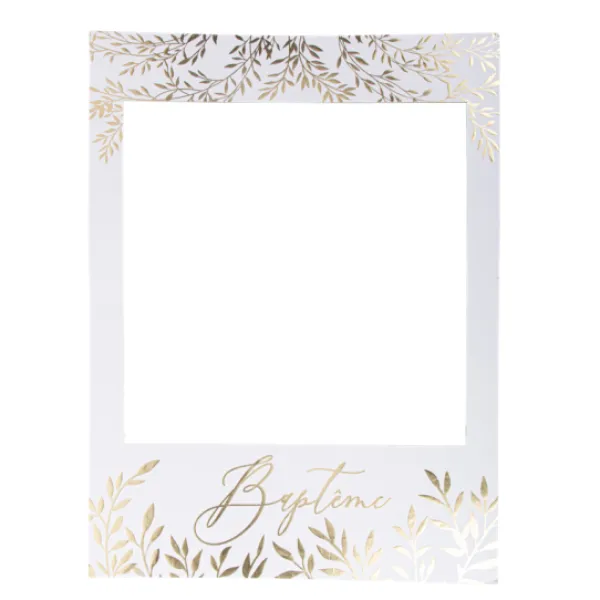 Sale Cadre Photobooth G Ant Bapt Me Jolis Brins Blanc Et Or 57,5 X 80 Cm Theme Bapteme