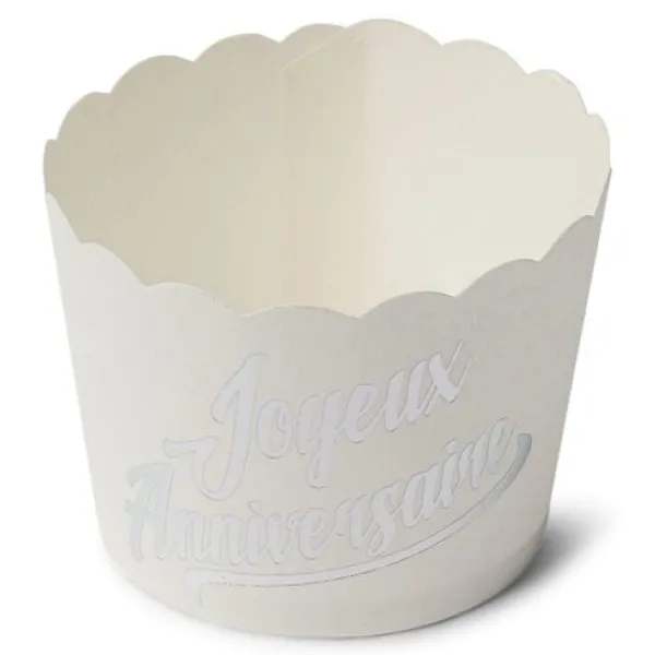 New Cakes Cup Anniversaire Argent X 25 Pi Ces Theme Joyeux Anniversaire