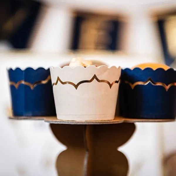 Badaboum Cakes Cup Bleu Marine Liser Or X 20 New