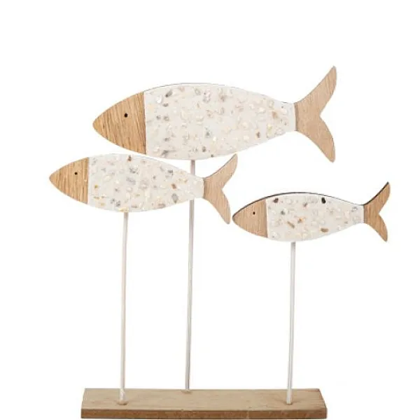 Badaboum Centre De Table 3 Poissons Bois Et Coquillages Outlet