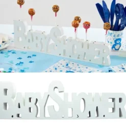Online Centre De Table Baby Shower Blanc En Bois Theme D Co Baby Shower