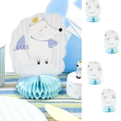 Discount Centre De Table Baby Shower Renard Bleu Ciel X 4 Pi Ces Theme D Co Baby Shower