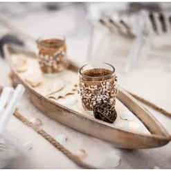 Badaboum Centre De Table Bateau Avec Bougeoirs Et Coquillages