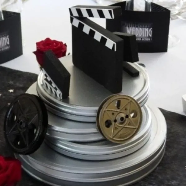 Centre De Table Clap De Film Ardoise Theme Cinema
