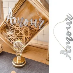 Badaboum Centre De Table Message Amour Avec Corde Jute Sale