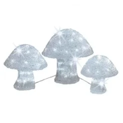 Badaboum Champignons Lumineux Acrylique Blanc X 3 Hot