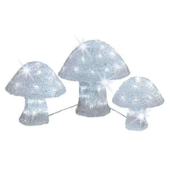 Badaboum Champignons Lumineux Acrylique Blanc X 3 Hot