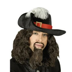 Badaboum Chapeau Mousquetaire Noir Avec Plumes Autruche