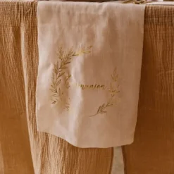 Clearance Chemin De Table Communion Mousseline Blanc Liser Vegetal Or Theme Communion