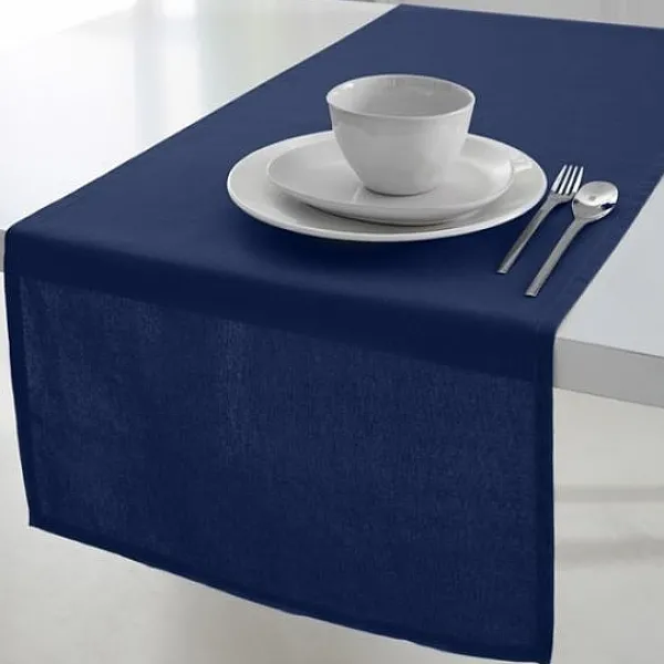 Badaboum Chemin De Table En Coton Pas Cher Bleu Marine 50X150 Hot