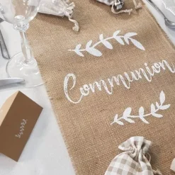 Discount Chemin De Table En Jute Communion Theme Communion