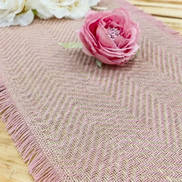 Badaboum Chemin De Table En Jute Chevron Rose Hot