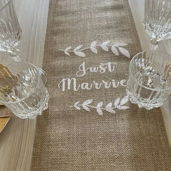 Badaboum Chemin De Table En Jute Just Married Discount
