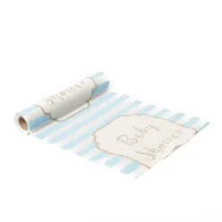 Chemin De Table En Lin Babyshower Bleu Ciel Theme D Co Baby Shower