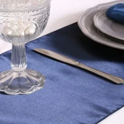 Badaboum Chemin De Table En Satin Bleu Marine 36Cm X 9 M Tres Outlet