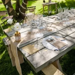 Online Chemin De Table En Vrai Jute Dentelle Blanc 20Cm X 5 M Tres Theme Dentelle