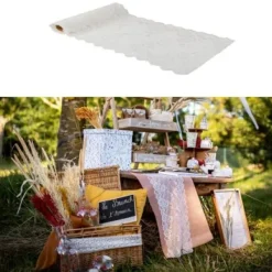 Outlet Chemin De Table Fleurie Dentelle Blanche Theme Dentelle